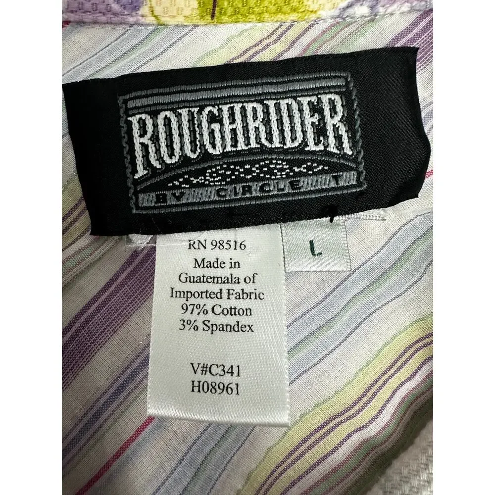 Rough Rider by Circle T Purple Watercolor Floral Trucker Jacket Large Western - Picture 4 of 10